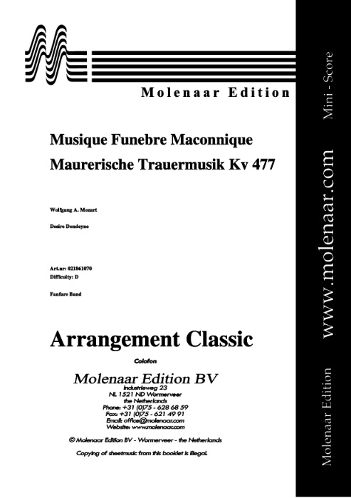 Musique Funebre Maconnique (Maurerische Trauermusik) - clicca qui