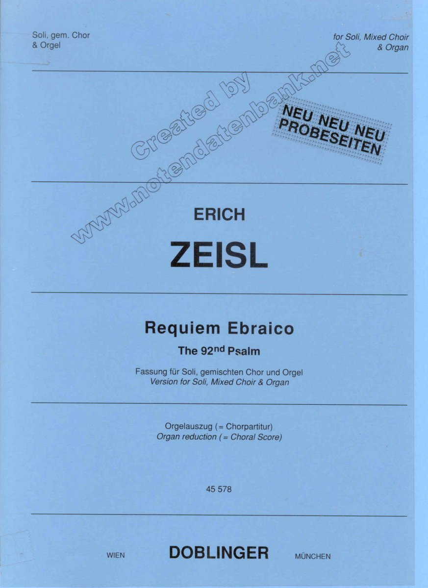 Requiem Ebraico - The 92nd Psalm (Choral Score / Organ red.) - cliccare qui Requiem Ebraico - The 92nd Psalm (Choral Score / Organ red.) - cliccare qui
