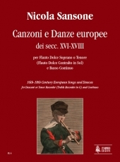 16th-18th Century European Songs and Dances for Descant or Tenor Recorder (Treble Recorder in G) and Continuo - cliccare qui 16th-18th Century European Songs and Dances for Descant or Tenor Recorder (Treble Recorder in G) and Continuo - cliccare qui