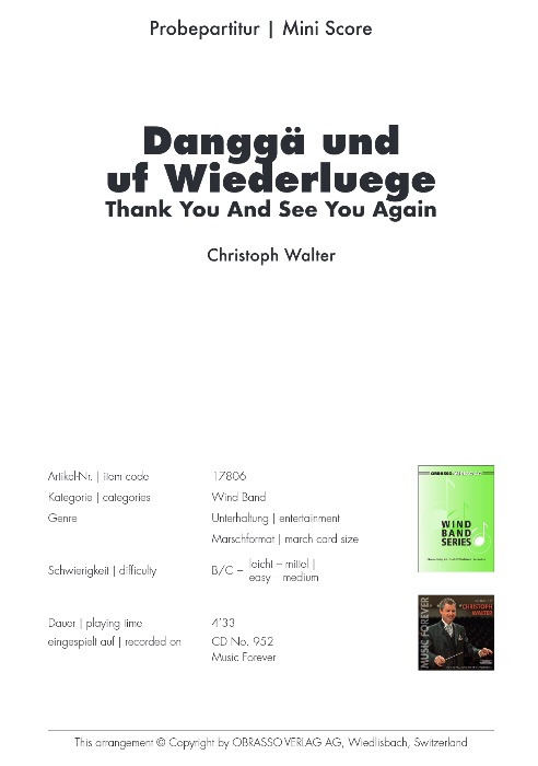 Dangg und uf Wiederluege (Thank You and See You Again) - clicca qui