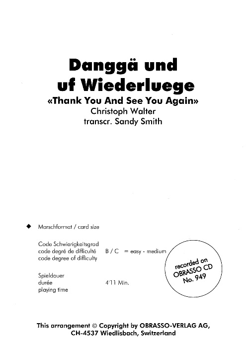 Dangg und uf Wiederluege (Thank You and See You Again) - clicca qui