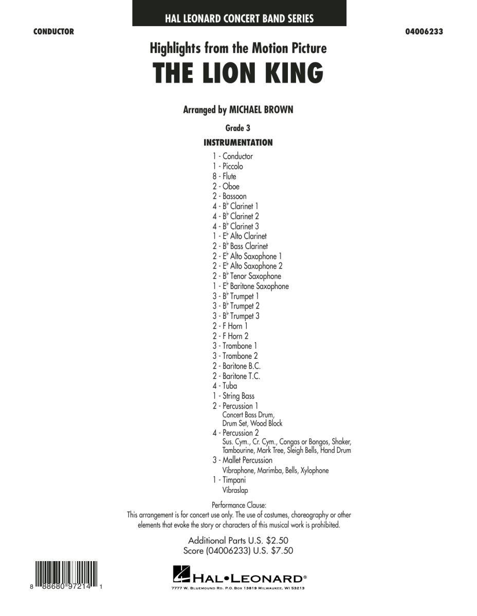 Lion King, The (Highlights from the Motion Picture) - clicca qui