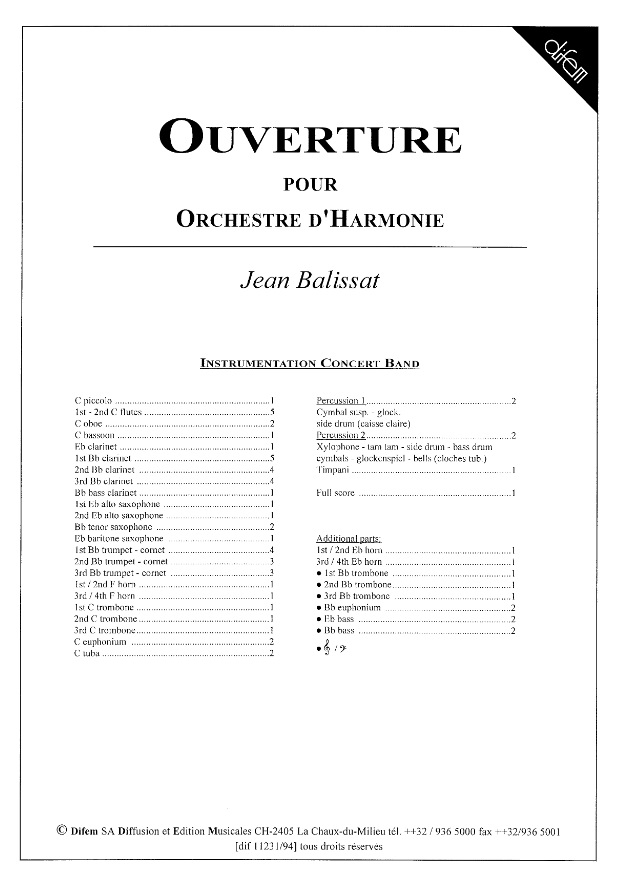 Ouverture pour Orchestre d'Harmonie - clicca qui