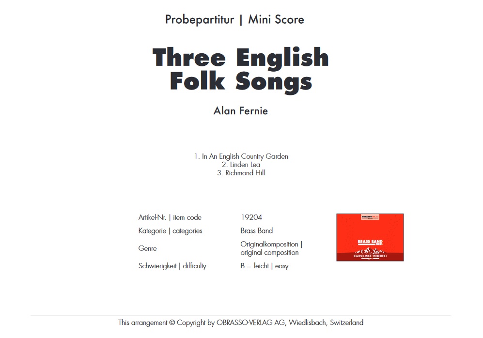 3 English Folk Songs (Three) - clicca qui