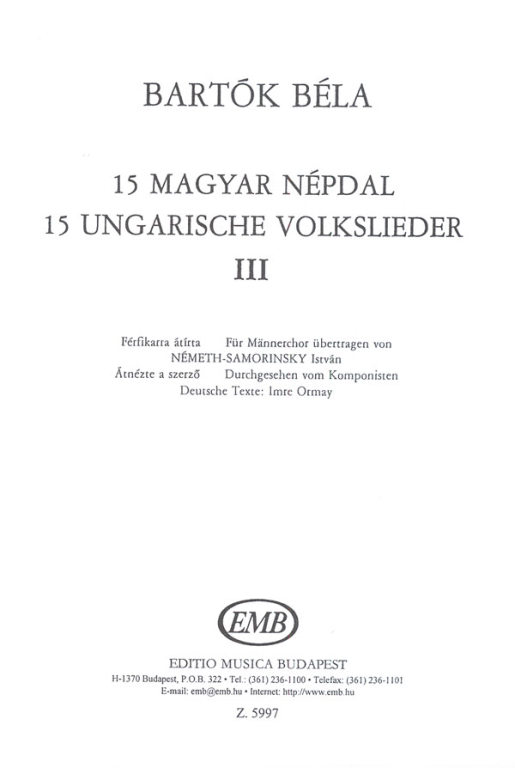 15 Ungarische Volkslieder #3 - cliccare qui 15 Ungarische Volkslieder #3 - cliccare qui